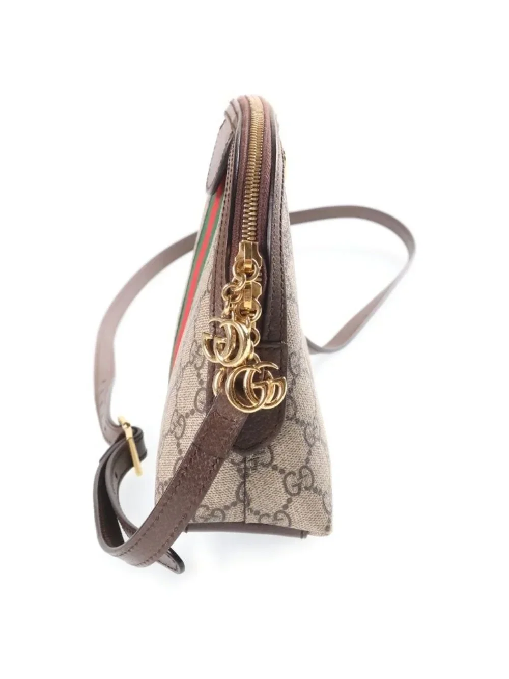 Gucci GG Supreme Ophidia Shoulder Bag Beige Brown Leather